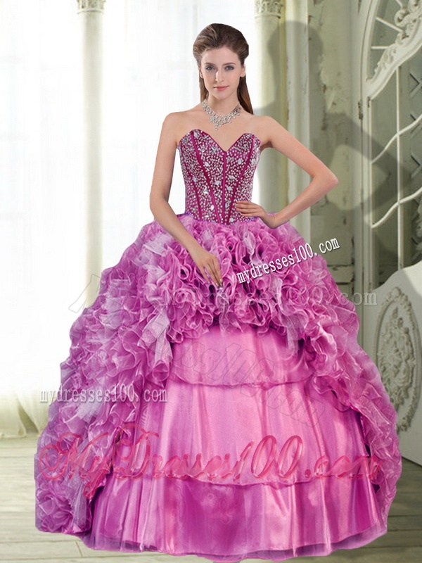 2016 Exquisite Sweetheart Beading and Ruffles Quinceanera Dress