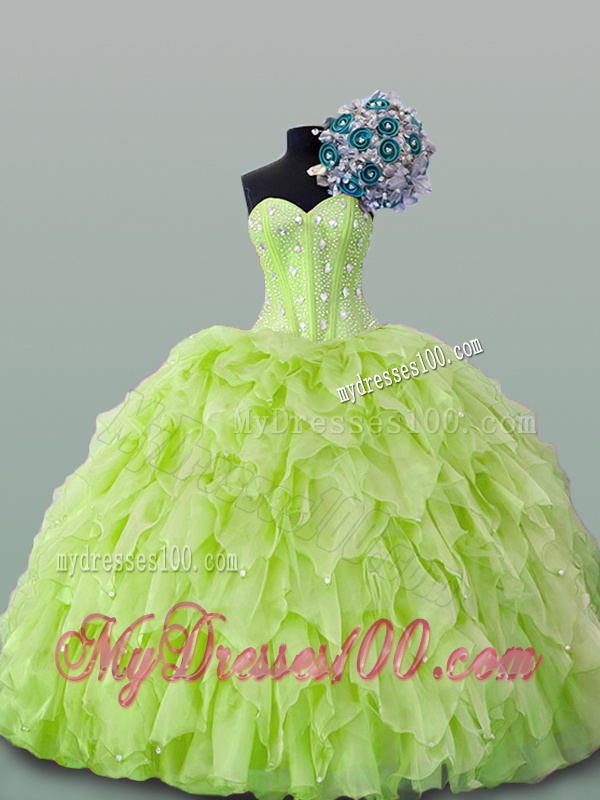 2016 Fashionable Sweetheart Beaded and Ruffles Quinceanera Dress