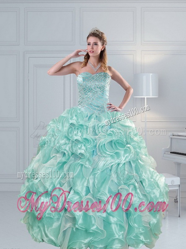 2016 Luxurious Strapless Beading Quinceanera Dresses in Aqua Blue