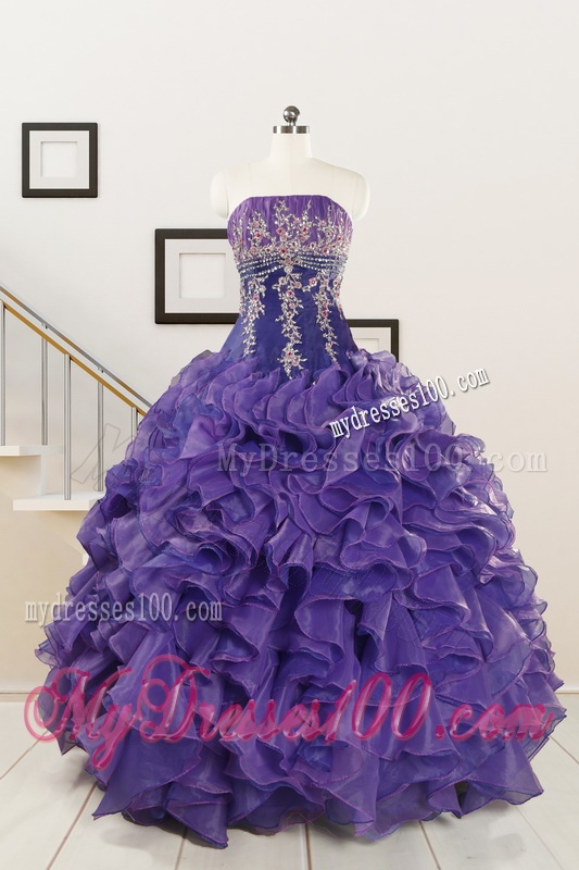 2016 Prefect Purple Sweet 15 Dresses with Embroidery and Ruffles