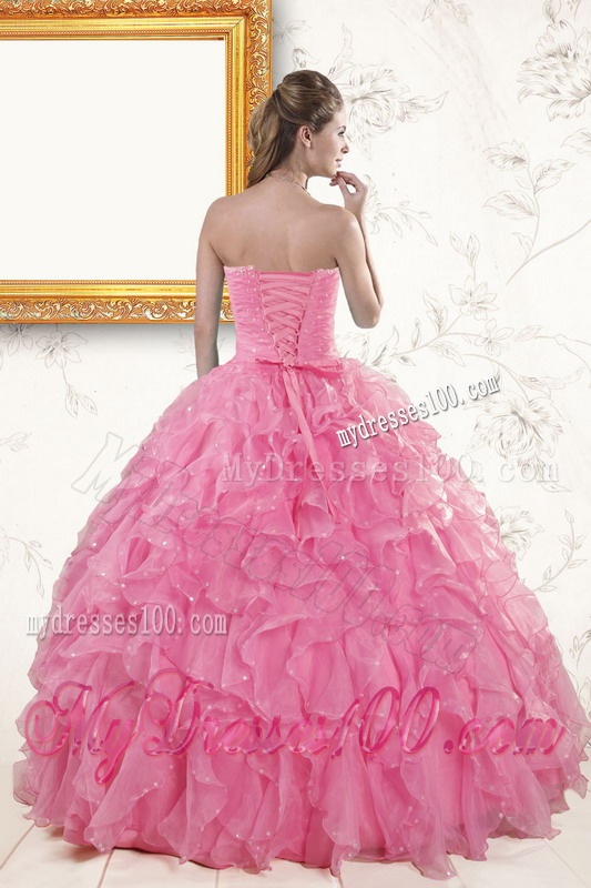 2016 Pretty Sweetheart Beading Baby Pink Quinceanera Dresses