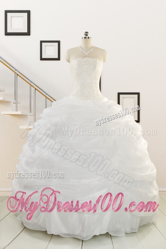 2016 Puffy Strapless New Style Beading Quinceanera Dresses