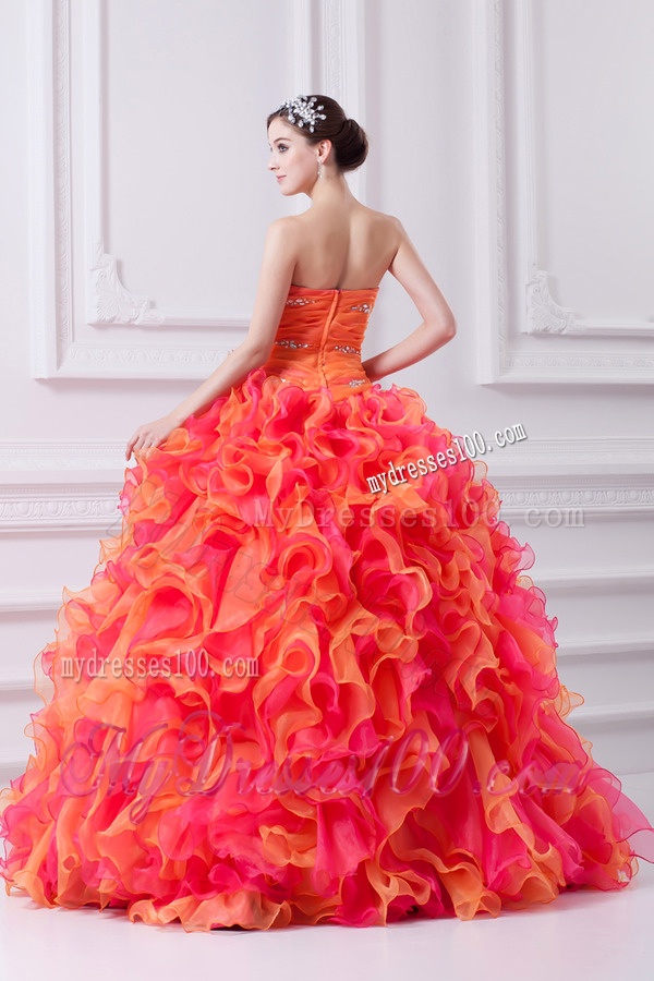 2016 Spring Beautiful Multi-color Beading and Ruching Quinceanera Dress