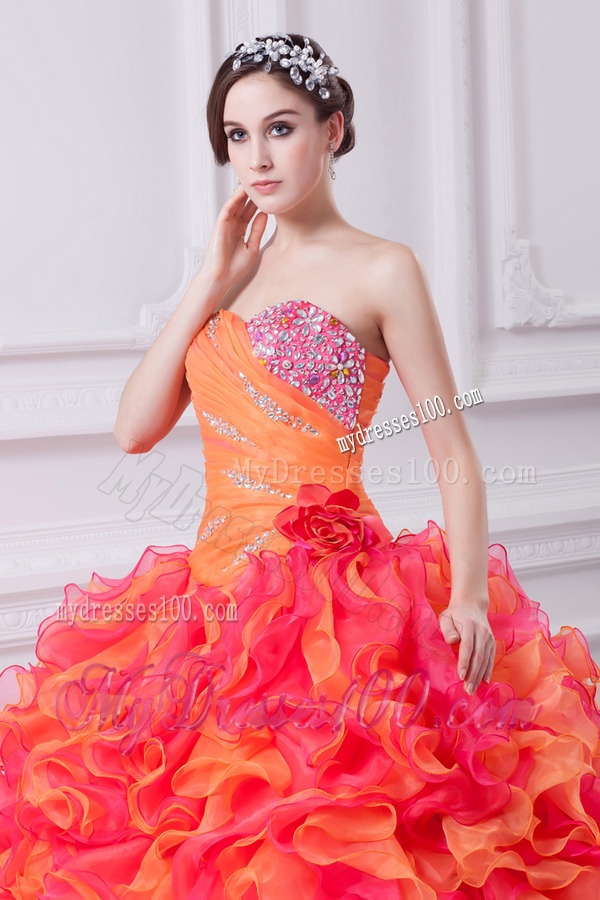 2016 Spring Beautiful Multi-color Beading and Ruching Quinceanera Dress