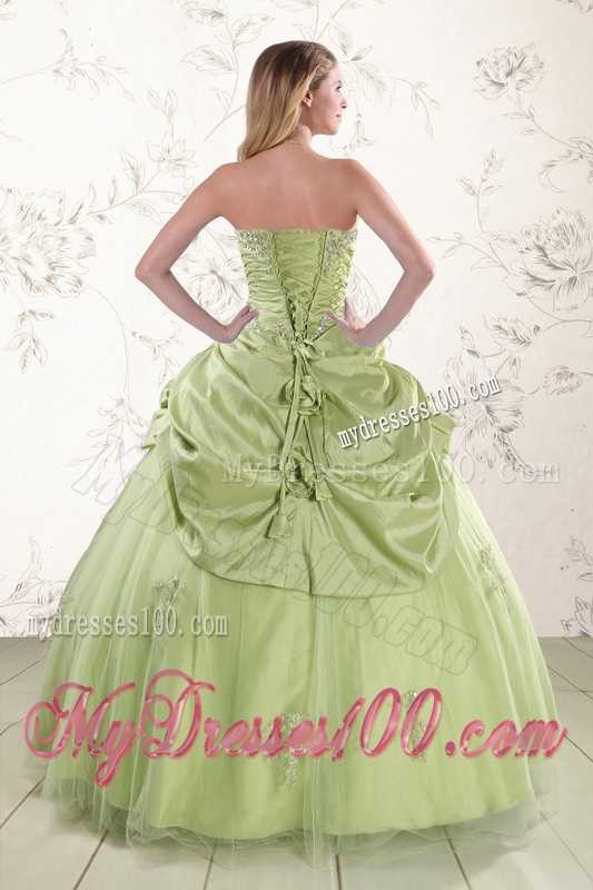 2016 Sweetheart Beading Quinceanera Dress in Yellow Green