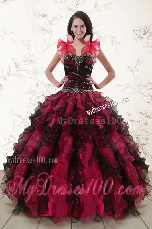 2016 The Most Popular Multi Color Quinceanera Dresses with Ruffles and Beading