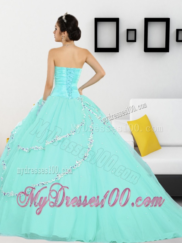 2016 The Super Hot Beading Sweetheart Quinceanera Dresses in Apple Green