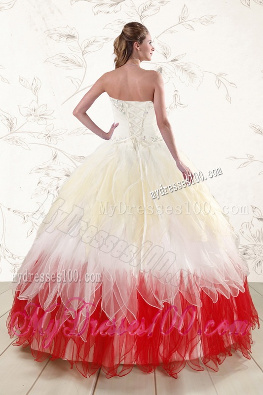 2016 Unique Multi Color Sweetheart Ruffled Quinceanera Dresses wth Beading