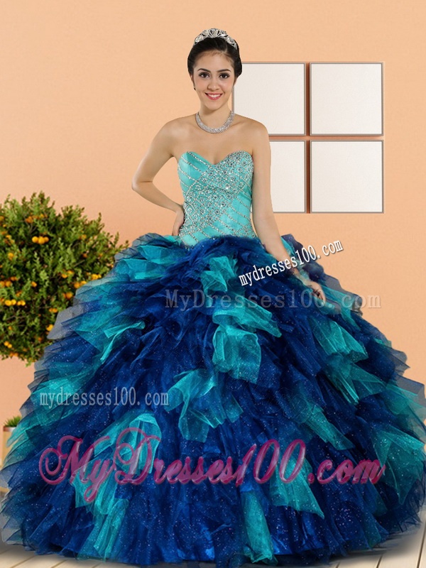 Beautiful Sweetheart Beading and Ruffles Quinceanera Dresses in Multi Color