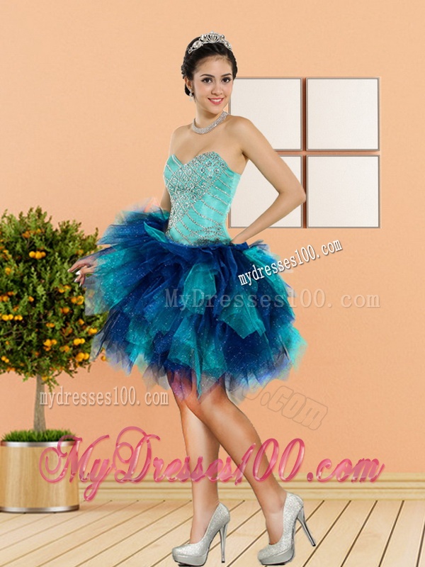 Beautiful Sweetheart Beading and Ruffles Quinceanera Dresses in Multi Color