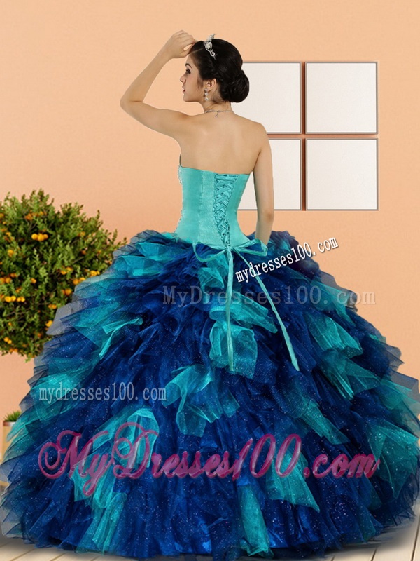 Beautiful Sweetheart Beading and Ruffles Quinceanera Dresses in Multi Color