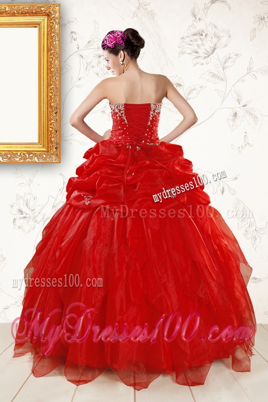 Most Popular Sweetheart Beading Quinceanera Dresses in Red