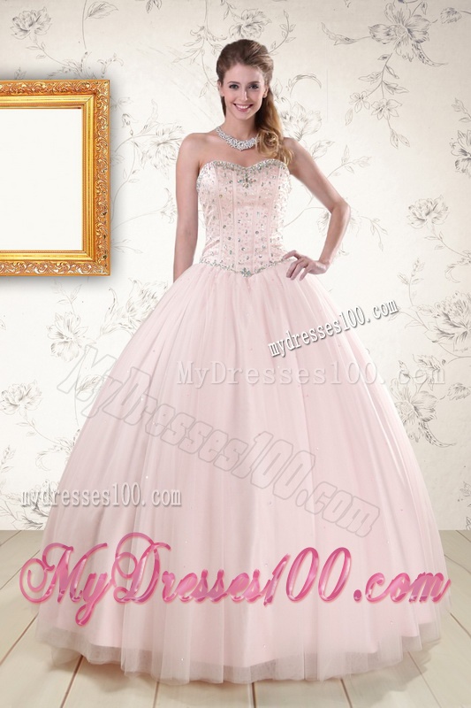 2016 Lovely Light Pink Quinceanera Dresses in Taffeta and Tulle