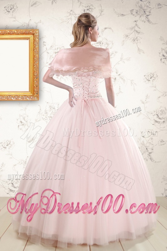 2016 Lovely Light Pink Quinceanera Dresses in Taffeta and Tulle