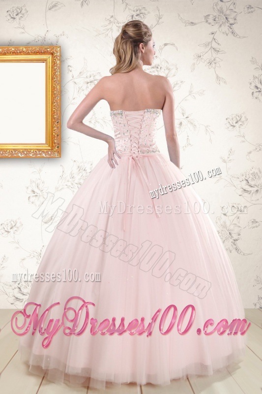 2016 Lovely Light Pink Quinceanera Dresses in Taffeta and Tulle