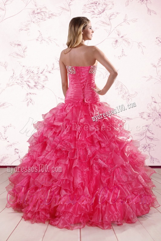 2016 Top Seller Sweetheart Hot Pink Quinceanera Dresses with Ruffles