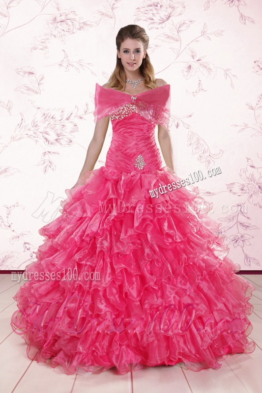 2016 Top Seller Sweetheart Hot Pink Quinceanera Dresses with Ruffles