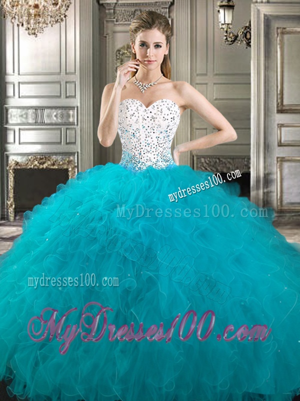 Best Beaded and Ruffled Quinceanera Dress in Purple and White