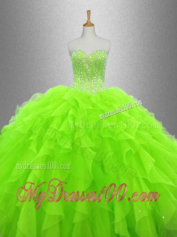 Cheap Beaded and Ruffles Quinceanera Gowns in Organza