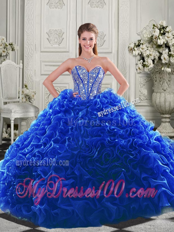 Cheap Visible Boning Beaded Bodice Fuchsia Quinceanera Gown with Ruffles