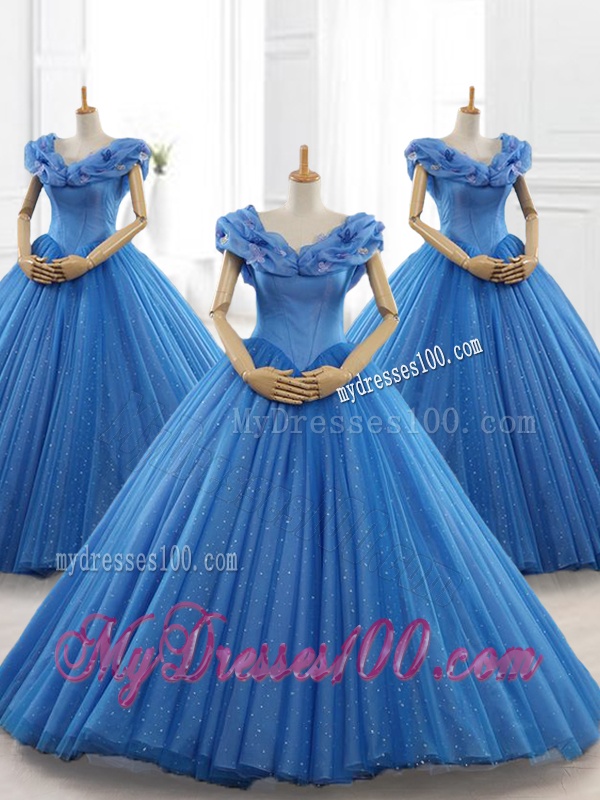 Classical Blue Off the Shoulder Long Quinceanera Dresses with Appliques