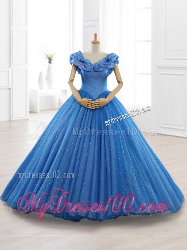 Classical Blue Off the Shoulder Long Quinceanera Dresses with Appliques