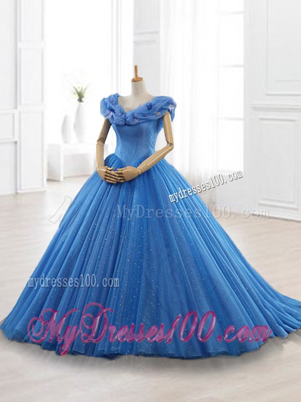 Classical Blue Off the Shoulder Long Quinceanera Dresses with Appliques