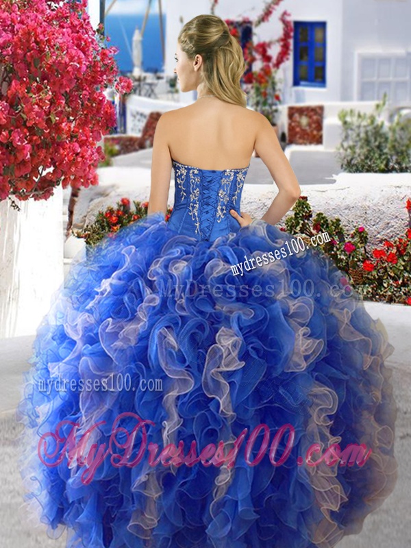Discount Red and White Sweet 16 Dress with Beading and Ruffles