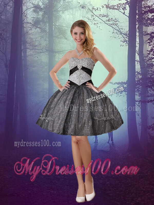 Discount Sweetheart Floor Length Sequined Detachable Quinceanera Dresses with Appliques