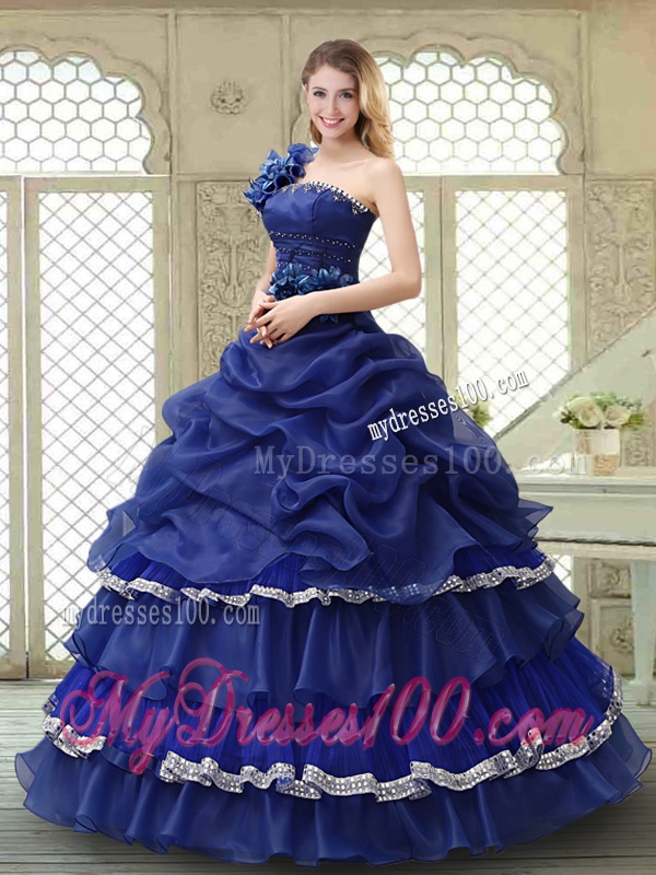 Elegant 2016 Ruffled Layers One Shoulder Quinceanera Dresses
