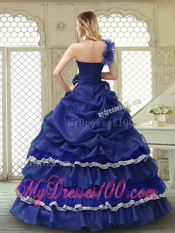 Elegant 2016 Ruffled Layers One Shoulder Quinceanera Dresses