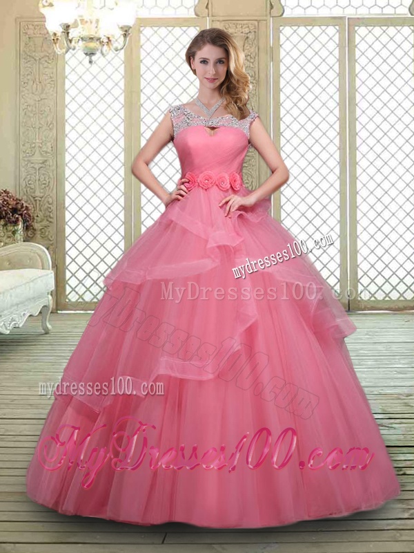 Elegant Backless Quinceanera Dresses with Beading and Hand Made Flowers