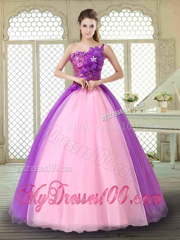 Elegant Hand Made Flowers Sweetheart Quinceanera Dresses in Multi Color