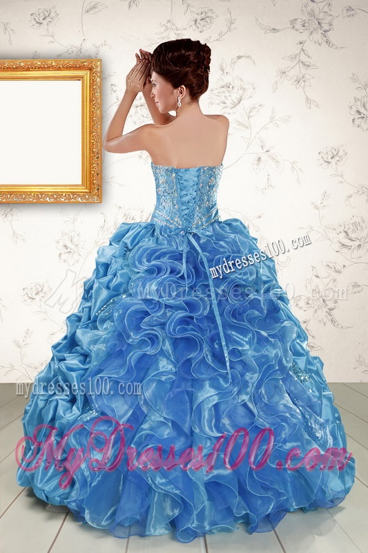 Elegant Sweetheart Embroidery Sweet 16 Dress in Blue