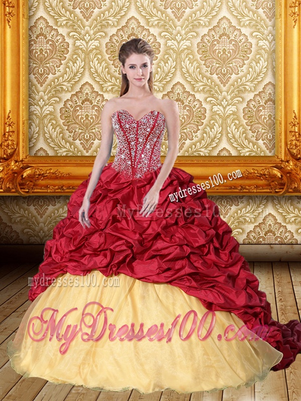 Exquisite Beading and Pick Ups Sweetheart Quinceanera Gown for 2016