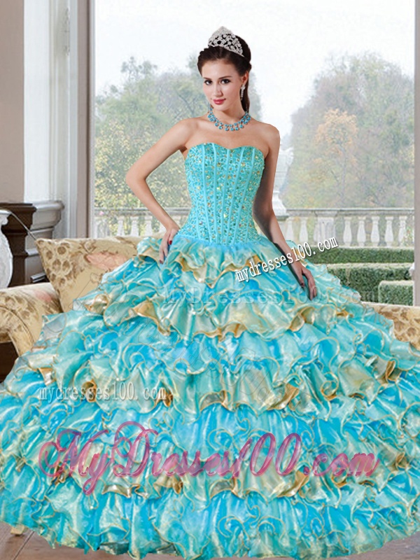 Fashionable Beading and Ruffled Layers Sweetheart Quinceanera Dresses for 2016