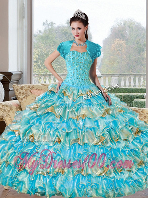 Fashionable Beading and Ruffled Layers Sweetheart Quinceanera Dresses for 2016