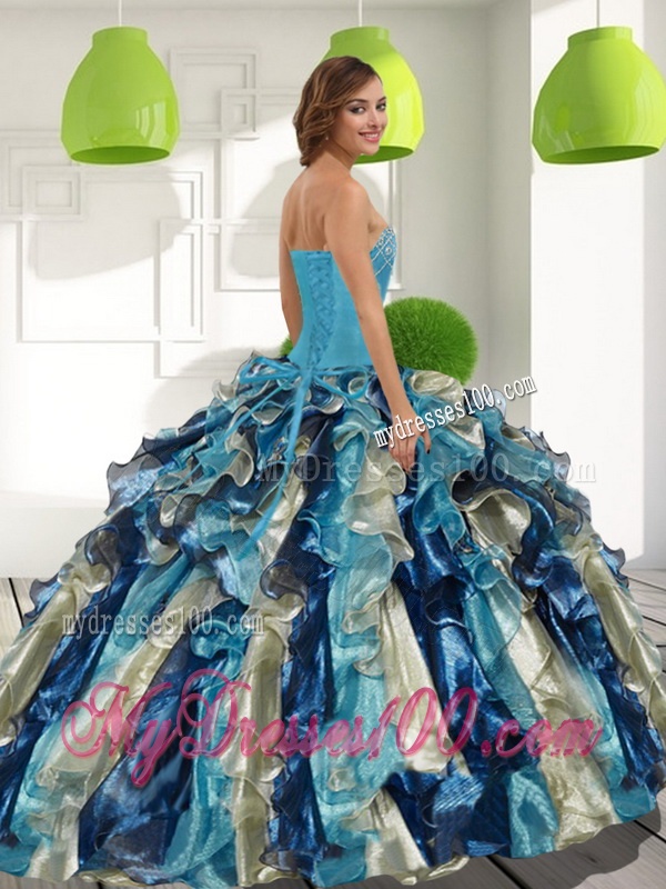 Fashionable Multi Color Quinceanera Dresses with Beading and Ruffles for 2016
