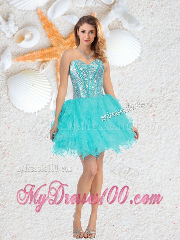 Gorgeous Aqua Blue Detachable Quinceanera Gowns with Beading and Ruffles
