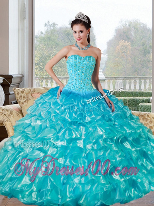 Gorgeous Beading and Ruffles Sweetheart Quinceanera Dresses for 2016