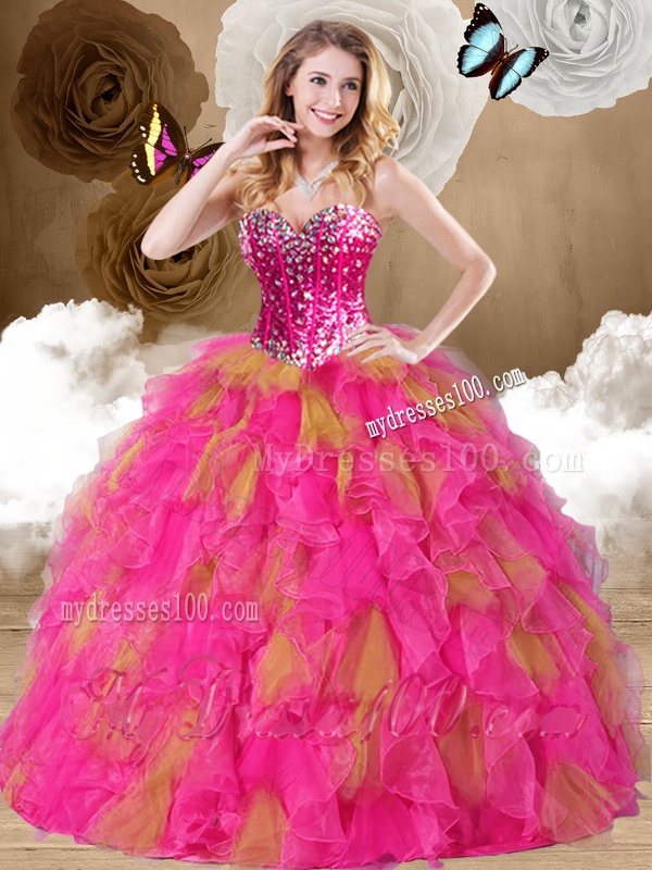 Lovely Ball Gown Sweetheart Ruffles Quinceanera Dresses in Multi Color