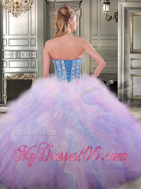 Lovely Big Puffy Tulle Quinceanera Dress with Beading and Ruffles