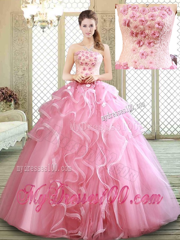 Lovely Strapless Sweet 16 Dresses with Appliques and Ruffles