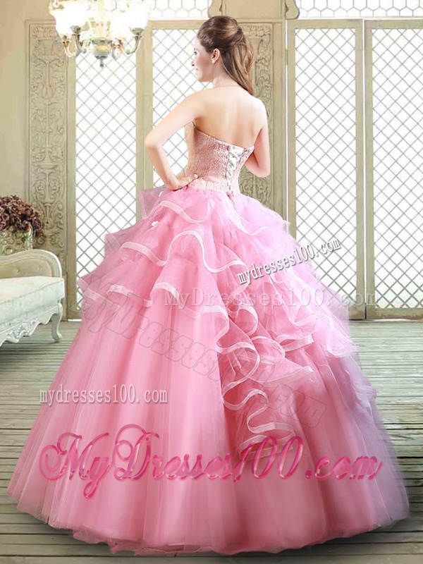 Lovely Strapless Sweet 16 Dresses with Appliques and Ruffles