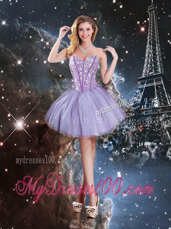 Lovely Sweetheart Beading Lavender DetachableQuinceanera Gown for 2016