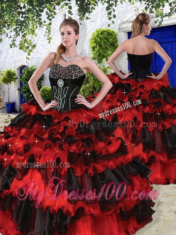 Luxurious 2016 Beaded Multi Color Quinceanera Dresses with Ruffled Layers