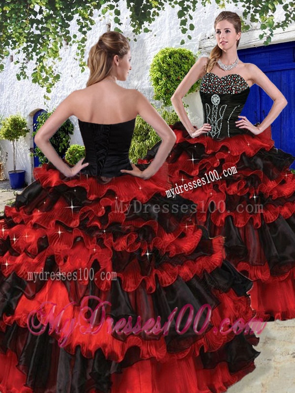 Luxurious 2016 Beaded Multi Color Quinceanera Dresses with Ruffled Layers
