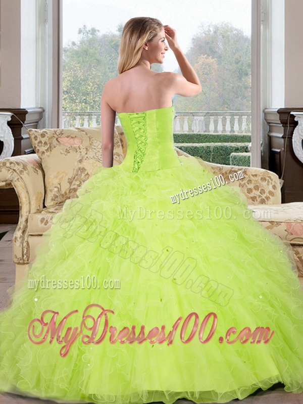 Luxurious Beading and Ruffles Sweetheart 2016 Quinceanera Dresses in Teal