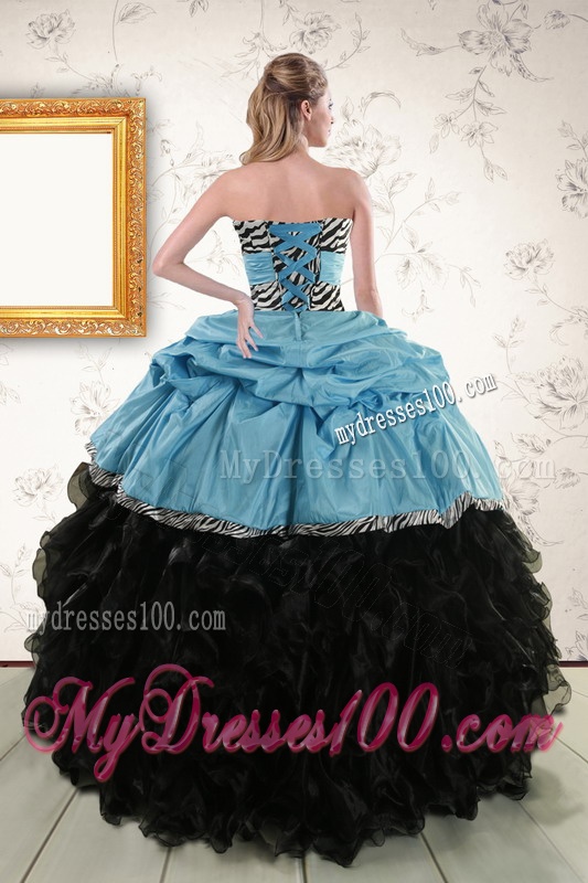 Luxurious Ruffles 2016 Quinceanera Dresses with Zebra and Belt