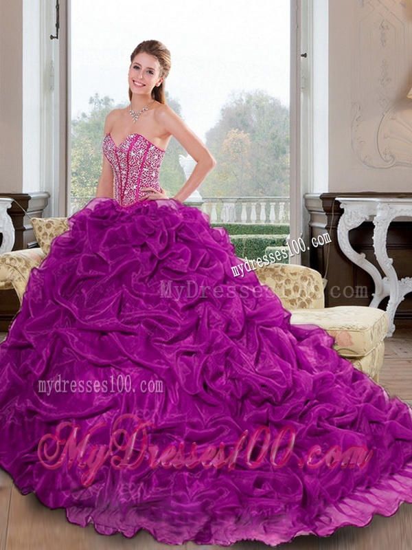 Luxurious Sweetheart 2016 Quinceanera Dresses with Beading and Pick Ups